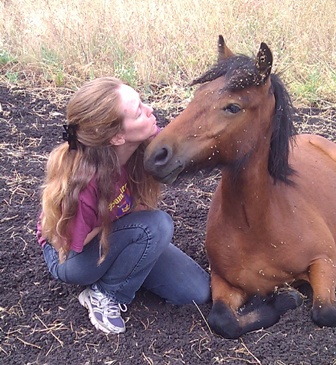 Lydia with Cheryl in pasture, 2011